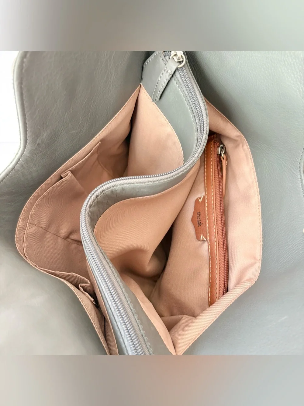 The Sak Back to Bali Gray Leather Hobo Bag Purse